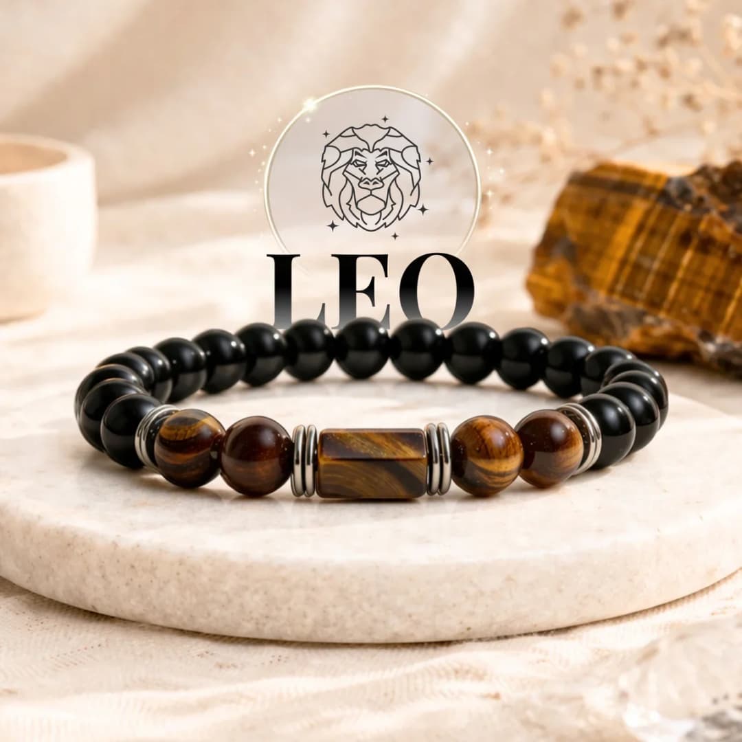 Tiger Eye & Citrine Zodiac Band – Leo (सिंह राशि)