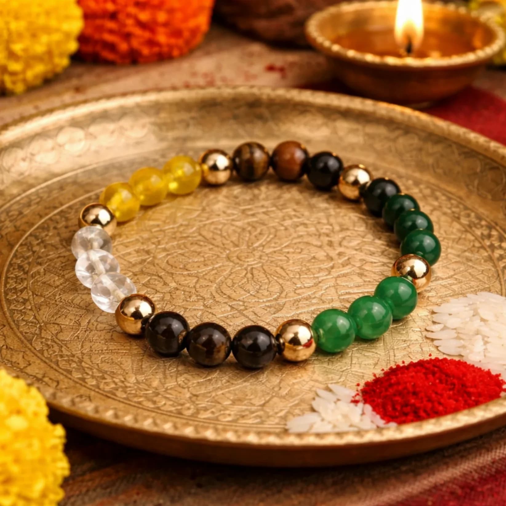 Cubical Dhanyog Bracelet – Natural Bead Design - 1