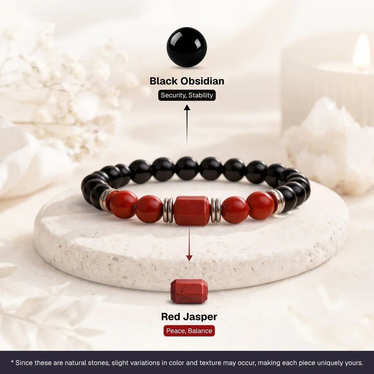 Red Jasper & Obsidian Zodiac Band – Scorpio