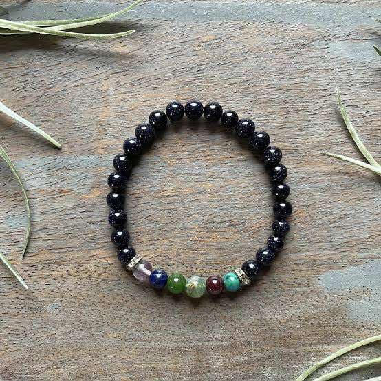 Multi Fluorite & Bloodstone Zodiac Band – Virgo (कन्या राशि)