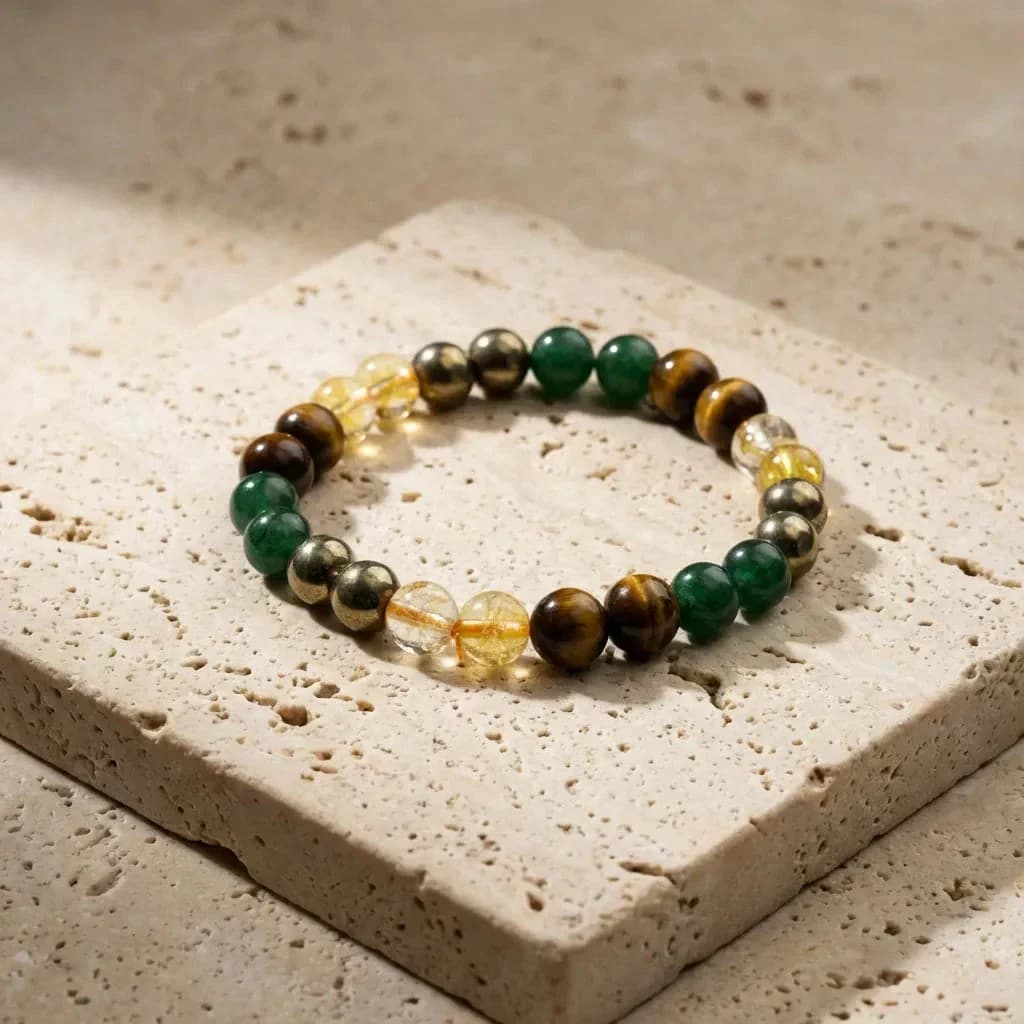 Money Magnet Fusion Bracelet - Pyrite, Tiger Eye, Citrine & Aventurine Beads