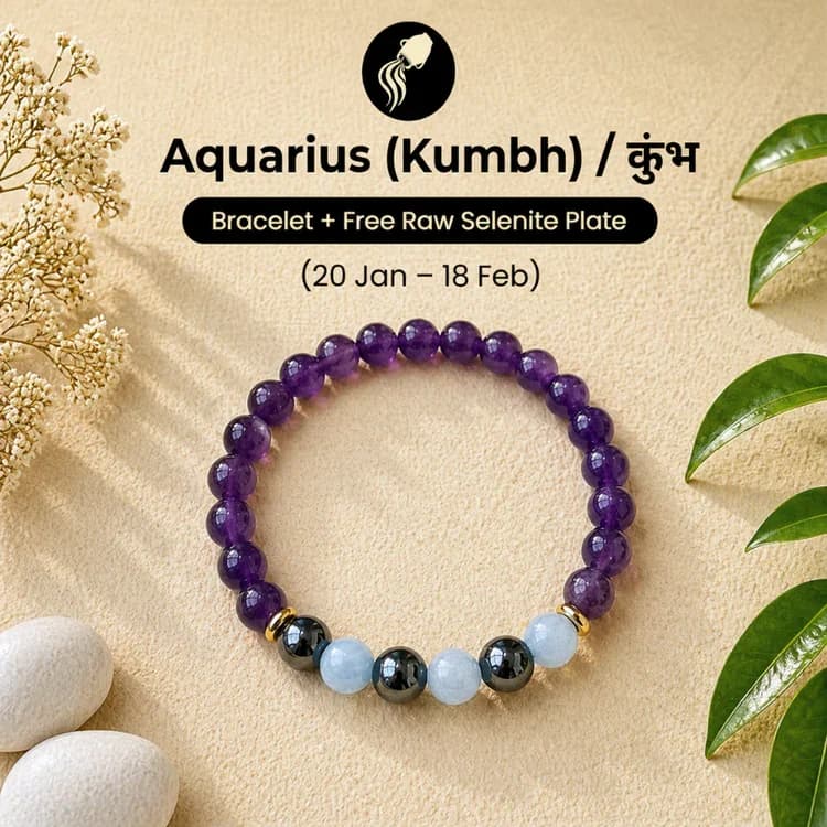 Lapis Lazuli & Hematite Zodiac Band – Aquarius (कुंभ राशि)